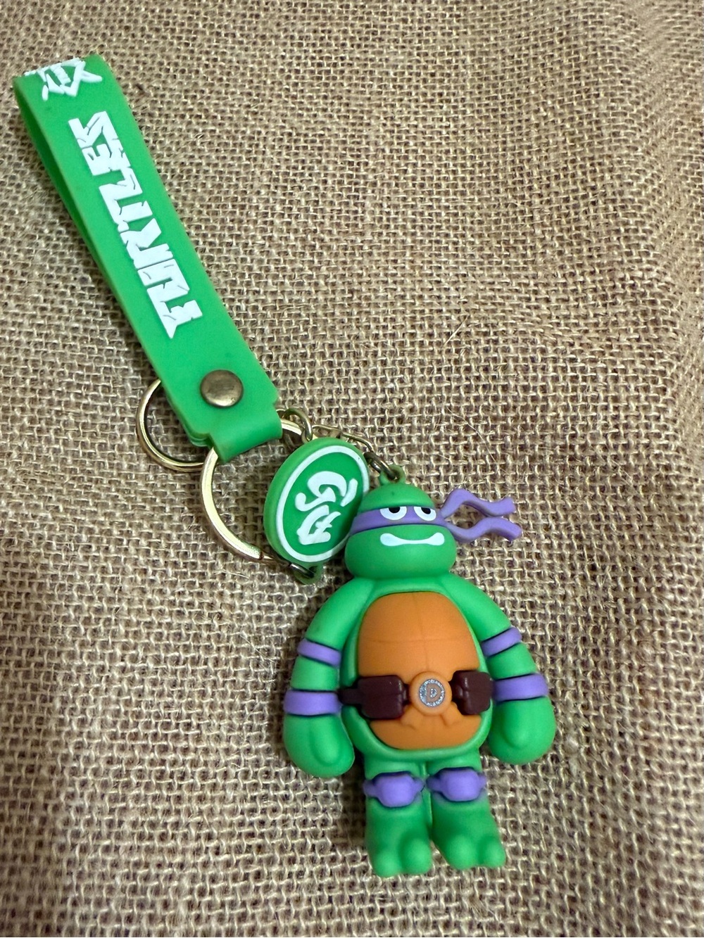 Teenage Mutant Ninja Green & Purple Turtle Keychain  Charm with Wrist Strap